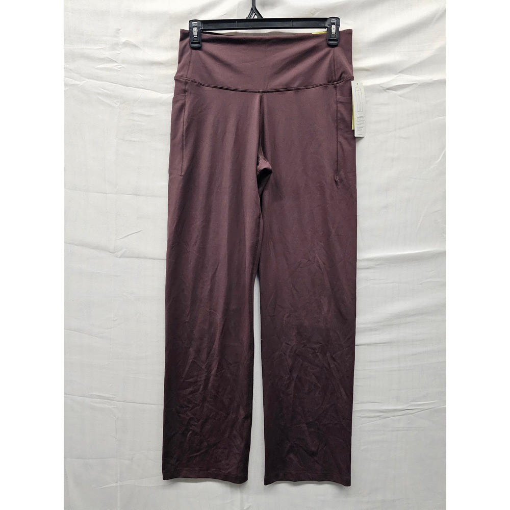 All in Motion Womens High Rise Straight Pants Brown Polyester Blend Size Large